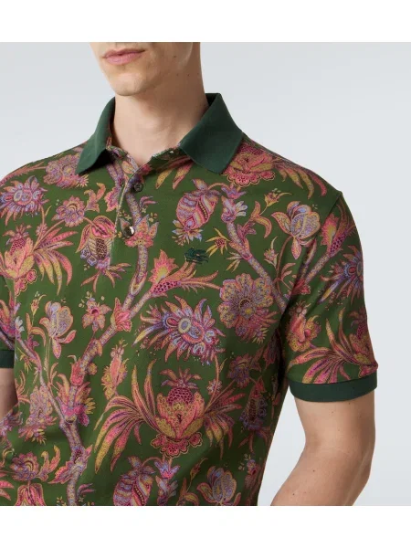 Tricou polo Etro cu model floral verde