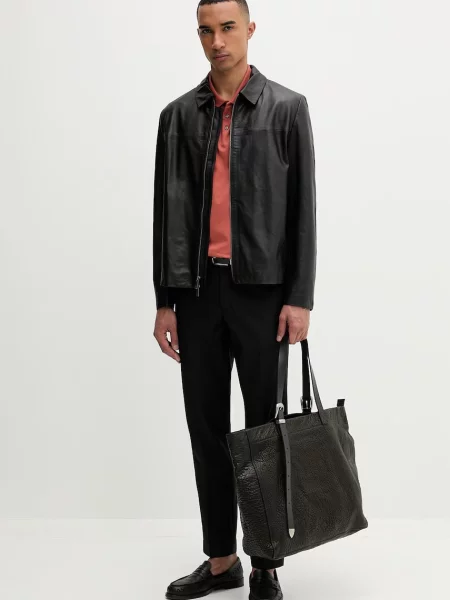 Calvin Klein Hlače iz tkanine Tapered Fit črna