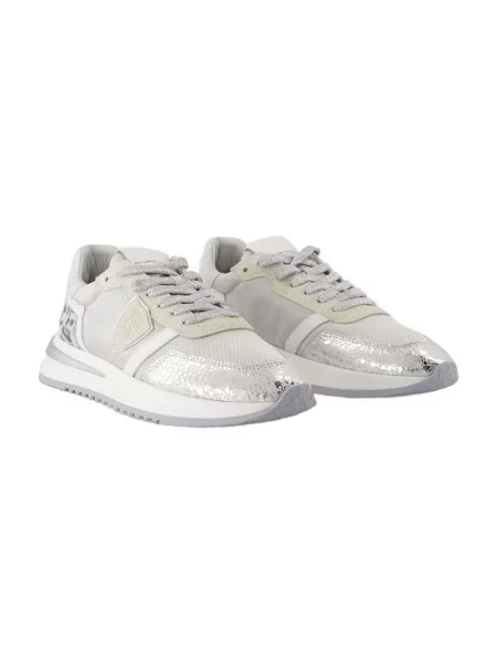 Philippe Model Buty Kobieta 37 EU Skóra Canvas Low Sneakers w kolorze srebrnym szary
