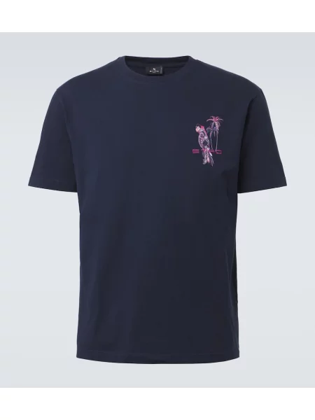 Tricou Etro cu imagine din jerseu albastru