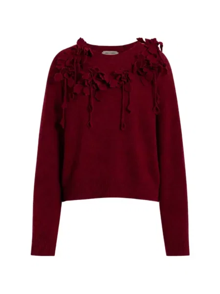Pulover Alberta Ferretti de lână cu model floral cu aplicații roșu