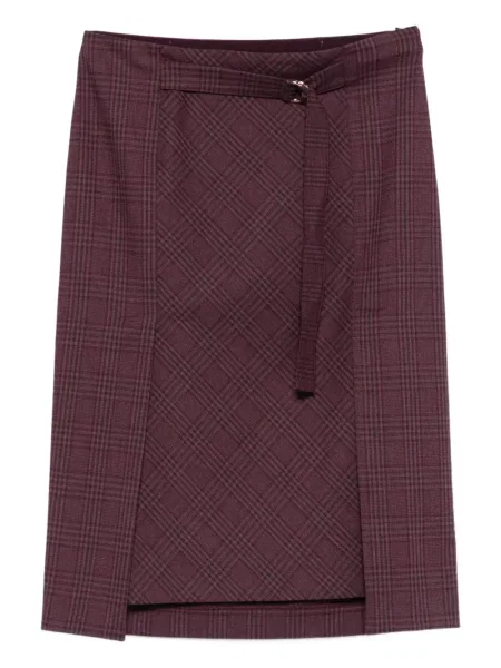 Fustă midi Patrizia Pepe în carouri până la genunchi roșu