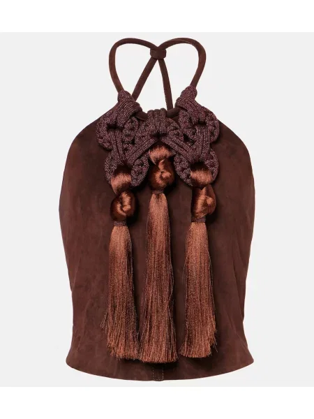 Usnjeni top Johanna Ortiz rjava