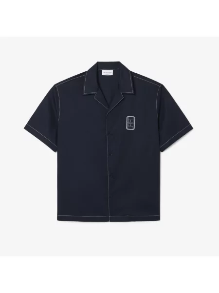 Lacoste Koszula Z Krótkim Rękawem Relaxed Fit granatowa