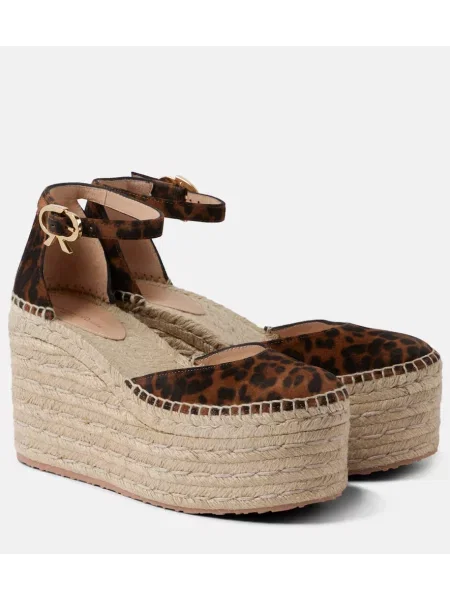 Espadrile Gianvito Rossi din piele de căprioară cu imagine cu model leopard