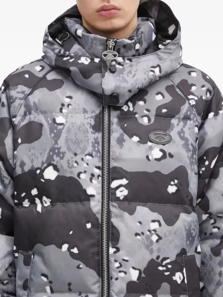Geacă Aape By A Bathing Ape cu glugă cu imagine cu model camuflaj gri