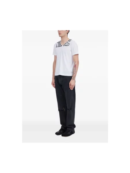Koszulka Mm6 Maison Margiela z dekoltem w serek biała