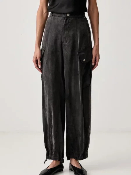 Pinko pantaloni cargo pentru femei din cupro negru