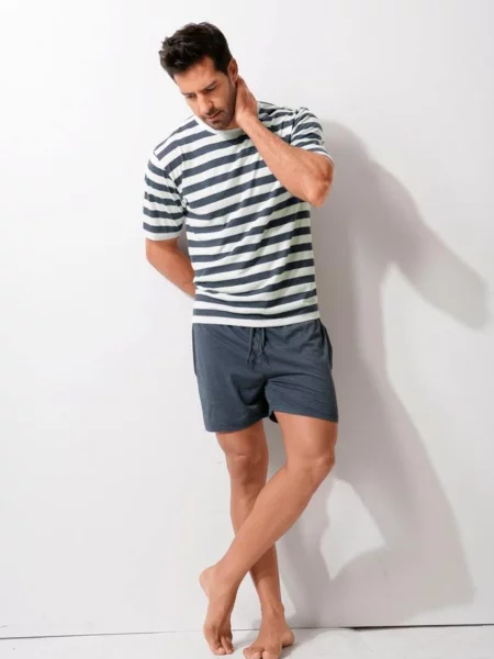 H.I.S Pijama scurtă gri închis alb