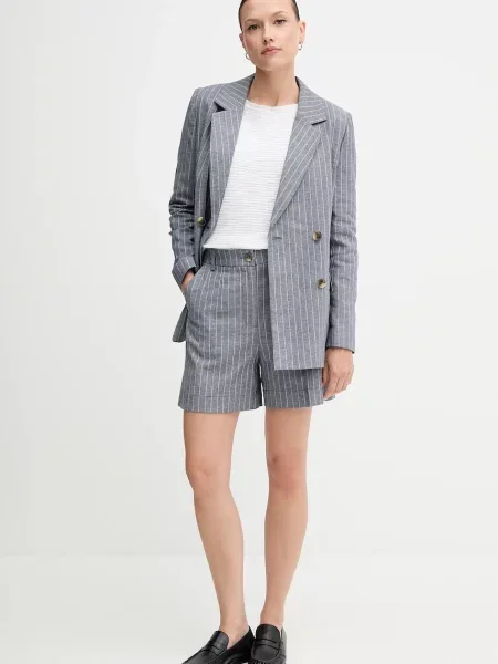 Шорти з домішкою льону United Colors of Benetton візерунок висока посадка