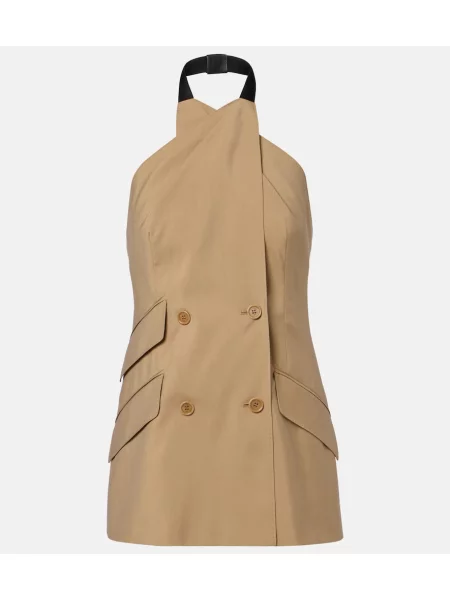 Kamizelka wełniana Max Mara wełniany z dekoltem halter beżowy