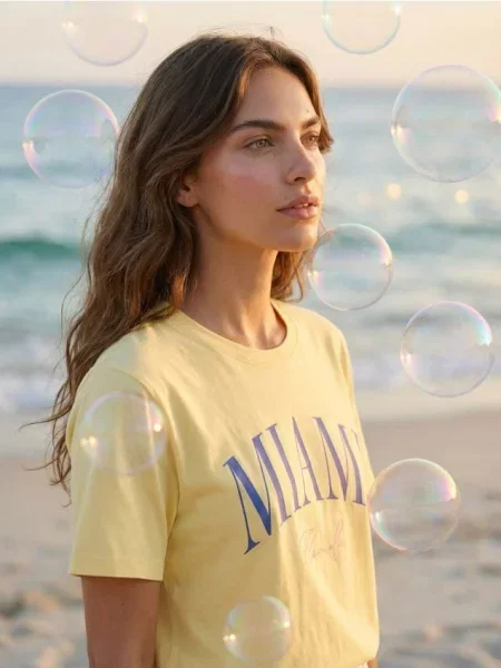 Футболка з написом Miami yellow jeans жовта