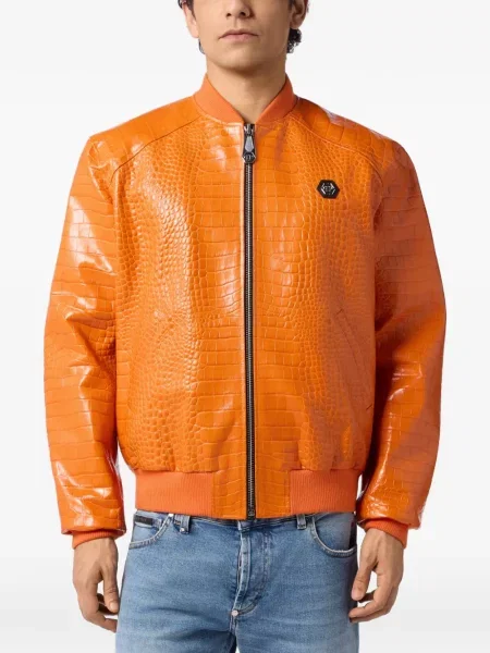 Geanta de piele Philipp Plein portocaliu
