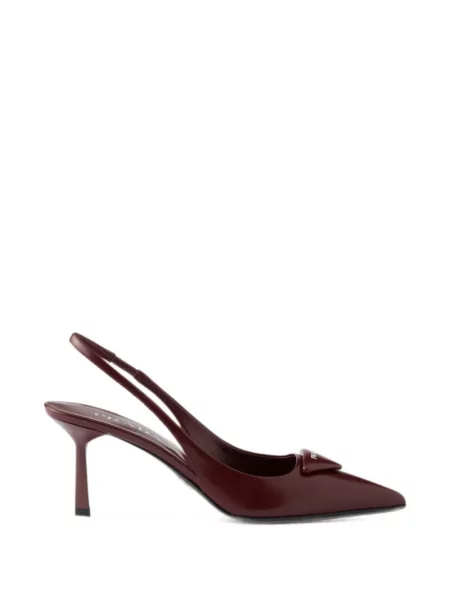 Pantofi cu toc Prada din piele slingback roșu