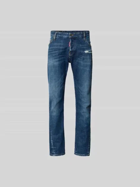 Jeansy o kroju slim fit z mieszanki bawełny Dsquared2 niebieskie