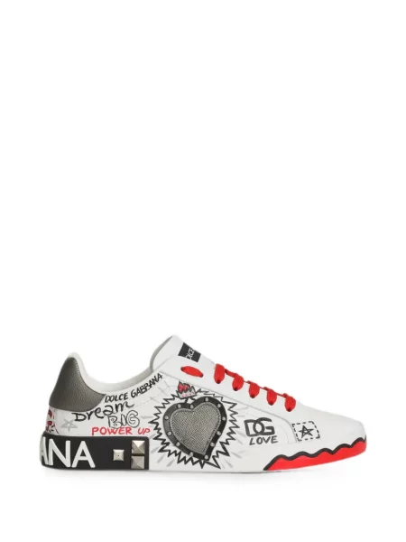 Sneakerși Dolce & Gabbana cu imagine cu motiv cu inimi alb