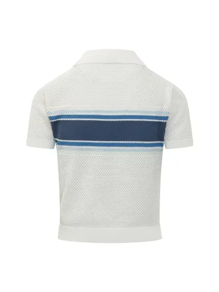 Sweter Casablanca w paski z siateczką biały