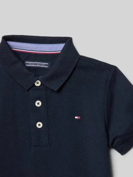 Koszulka polo z mieszanki bawełny Tommy Hilfiger granatowa
