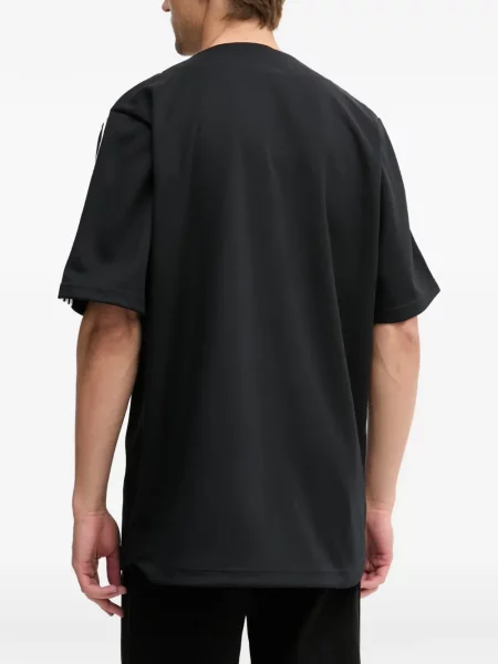 Pantaloni Adidas cu broderie cu dungi alergare negru