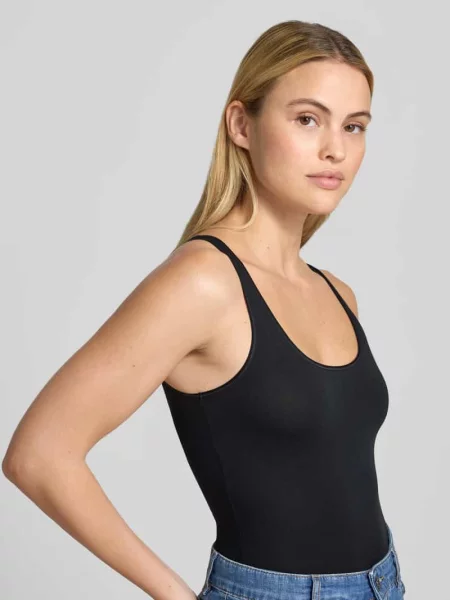 Body z okrągłym dekoltem i szerokimi ramiączkami Skiny czarny