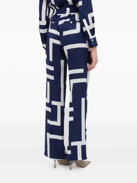 Pantaloni Kiton de mătase cu imagine cu imprimeu geometric albastru