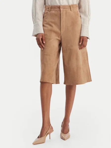 Marella Pantaloni scurți din piele Scoglio bej