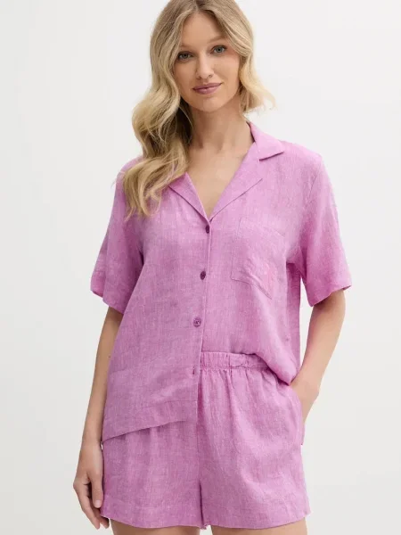 Ленена пижама Dkny дамска лилаво виолетово