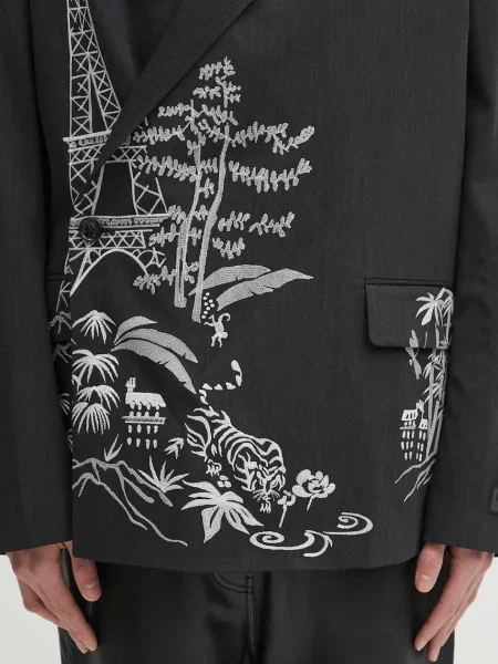 Шерстяной пиджак Kenzo черный