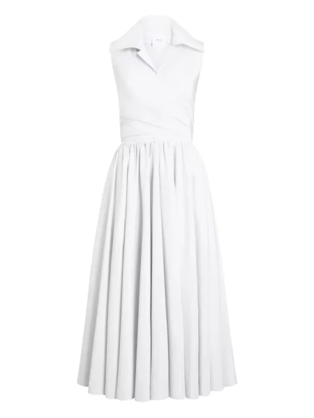 Odgovarati midi haljina Patou s draperijom iznad koljena bijela