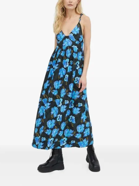 Rochie midi Lovechild cu model floral cu imagine până la genunchi negru