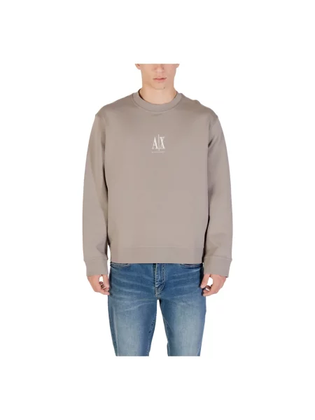 Bluza z wyhaftowanym logo Armani Exchange brązowa