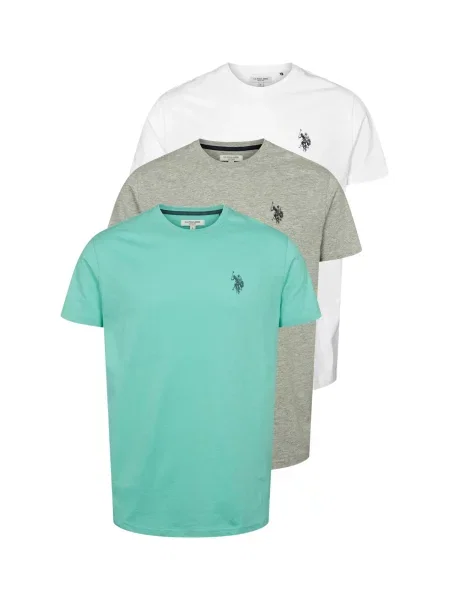 U.S. POLO ASSN. Tricou UMBetil bleumarin / turcoaz / gri amestecat alb