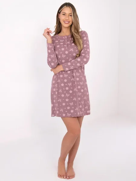 Cămașă de noapte Forever Pink cu model floral alb