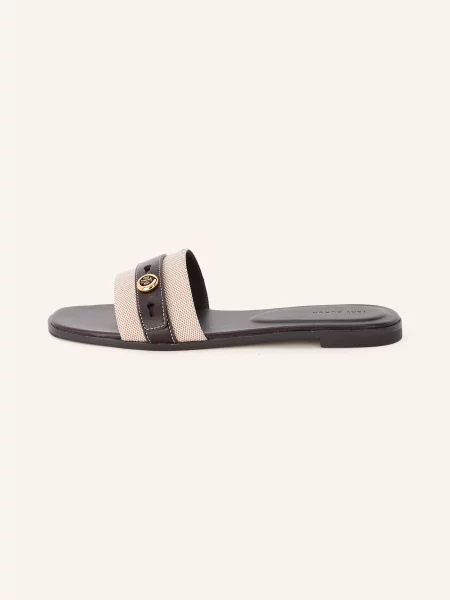 Tory Burch Klapki Romy braun białe