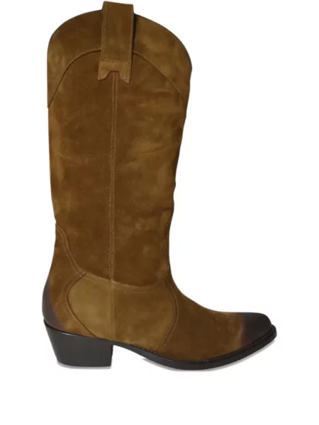 Botine Paola D'arcano din piele de căprioară cowboy maro