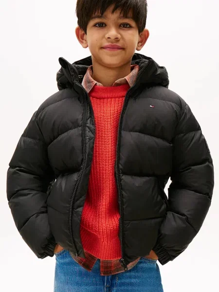 Tommy Hilfiger geacă de puf pentru copii negru