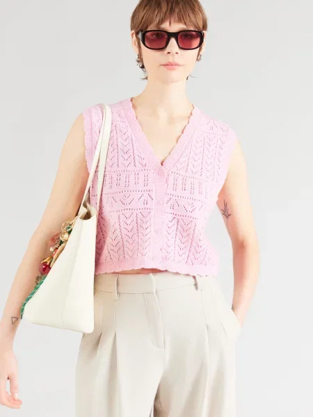 ONLY Vestă tricotată deschis roz