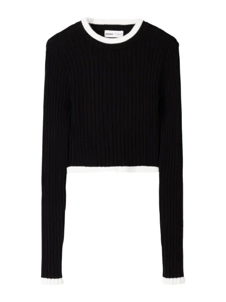 Bershka Pulover negru alb