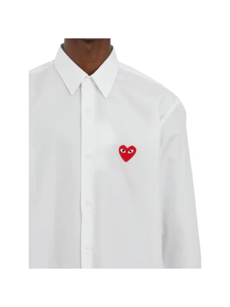 Koszula Comme Des Garcons Play z logo biała