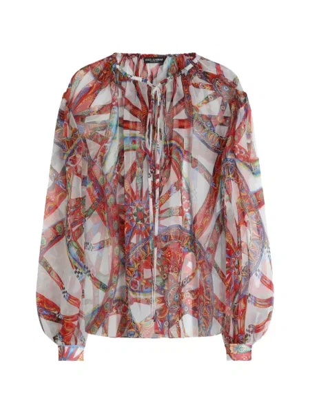 Top Dolce & Gabbana din șifon cu imagine alb