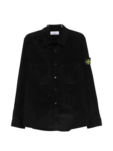 Cămașă Stone Island de catifea cord cu strasuri negru