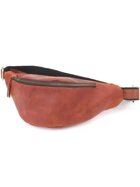 Кожаная поясная сумка Shvigel коричневая