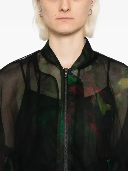 Geacă bomber Quetsche cu model floral cu imagine din tul negru