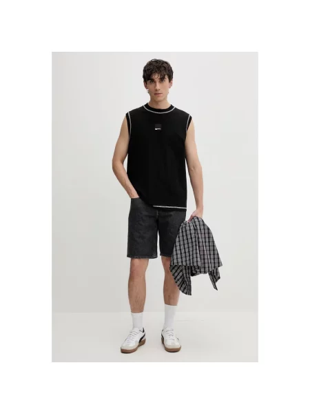 Szorty jeansowe Karl Lagerfeld z logo czarne
