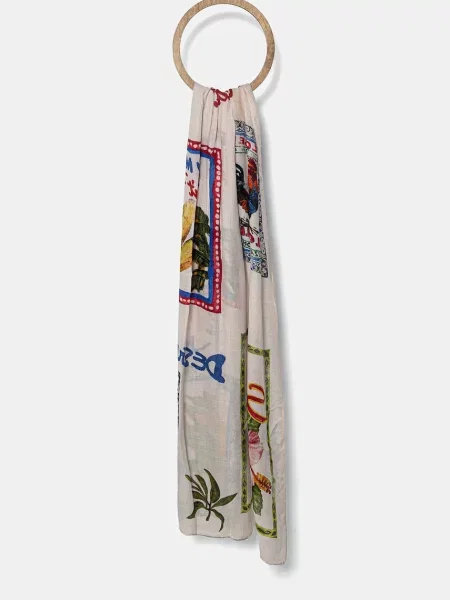 Шал Desigual PARADISE RECTANGLE дамски с десен бежово