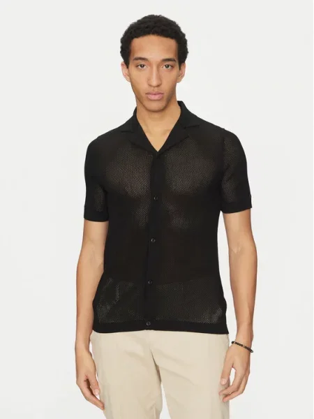 Koszula casualowa o kroju regular fit z półprzezroczystego materiału Calvin Klein czarna