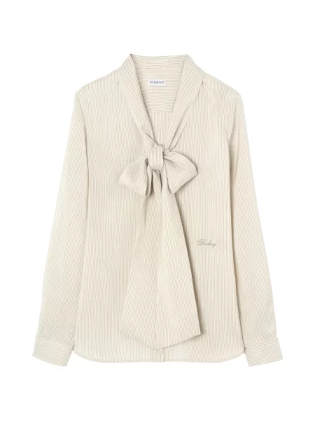 Bluză Burberry de mătase cu dungi