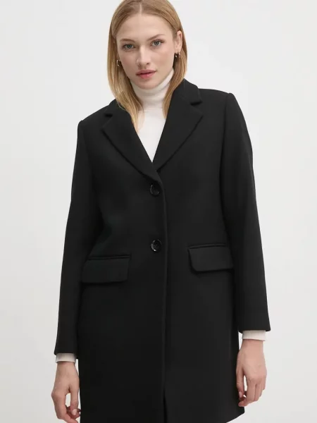 Sisley palton de lana de tranzitie negru