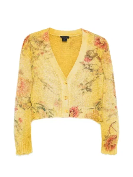 Cardigan Avant Toi cu model floral galben