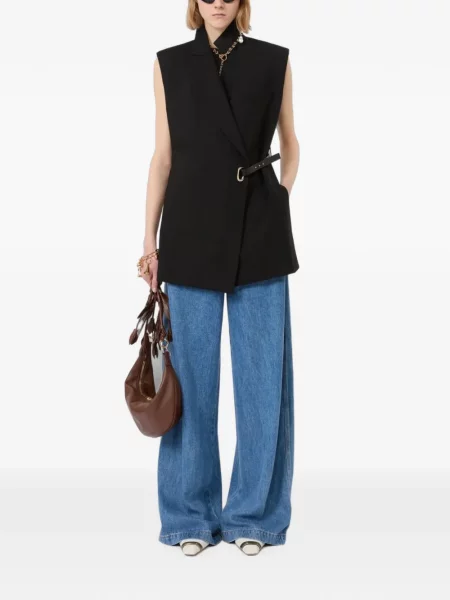 Cu centură sacou Sportmax fără mâneci negru